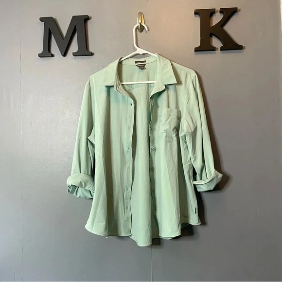 Eddie Bauer Womans Classic Fit Button Down Shirt seafoam green size extra large - Picture 1 of 6